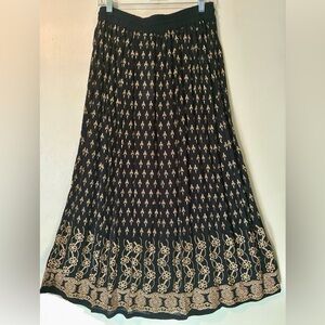 Boho Chic Black and Gold Maxi Skirt